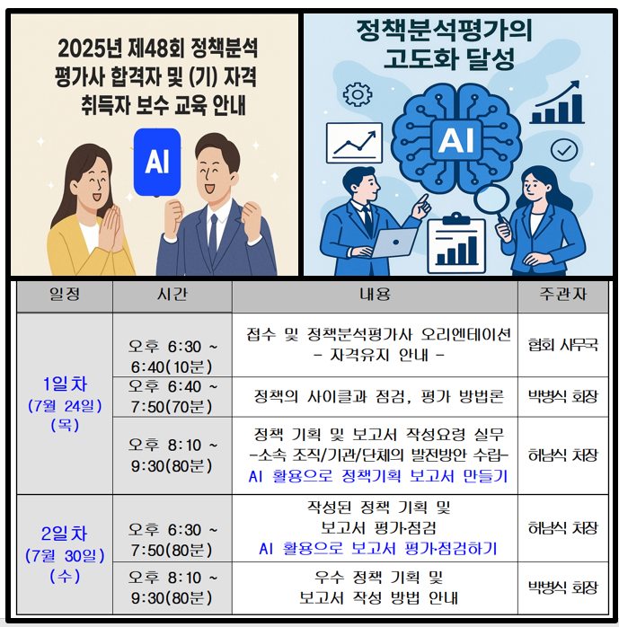2025년 제6회 보수교육 일정표